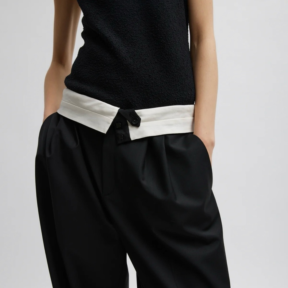 Recycled Tropical Wool Fold Over Pant - Picture 2 of 3